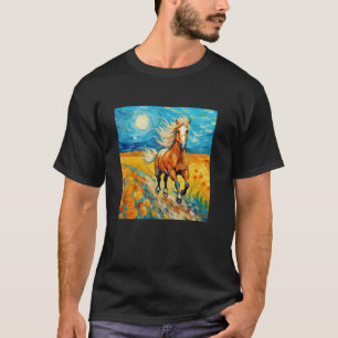 Van Gogh Tierkunst - Wildpferd auf der Wiese, w T-Shirt