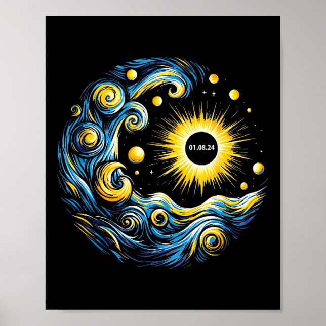 Van Gogh Total Solar Eclipse 8. April 2024 Poster (Vorne)