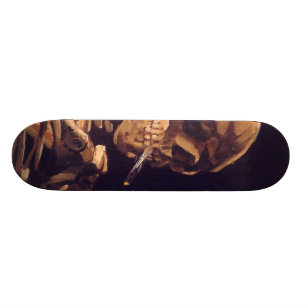 Van Gogh: Totenkopf mit brennender Zigarette Skateboard