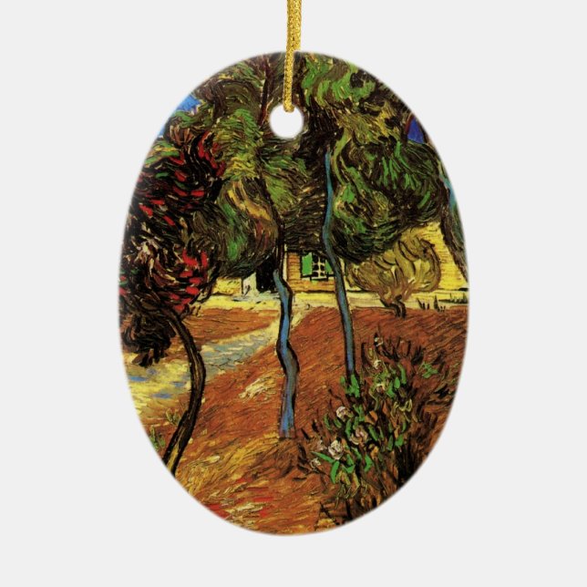 Van Gogh Trees im Garten, Saint Paul Hospital Keramikornament (Vorne)