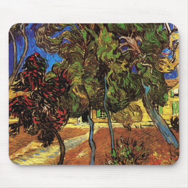 Van Gogh Trees im Garten, Saint Paul Hospital Mousepad (Vorne)