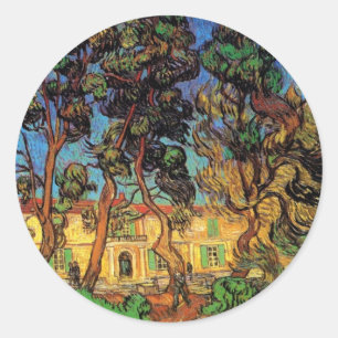 Van Gogh Trees im Garten, Saint Paul Hospital Runder Aufkleber
