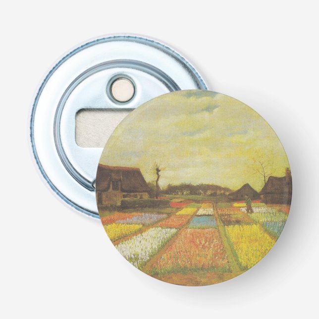 Van Gogh Tulip Fields Button Flaschenöffner Gesche (Vorderseite)