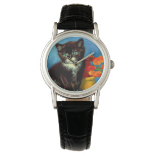 Van Gogh Tuxedo Cat Armbanduhr
