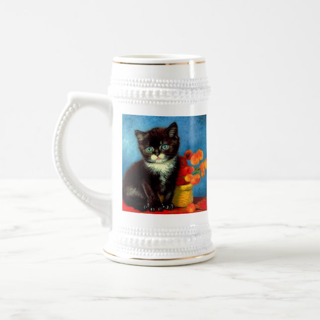 Van Gogh Tuxedo Cat Bierglas (Links)