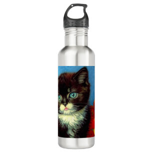 Van Gogh Tuxedo Cat Edelstahlflasche