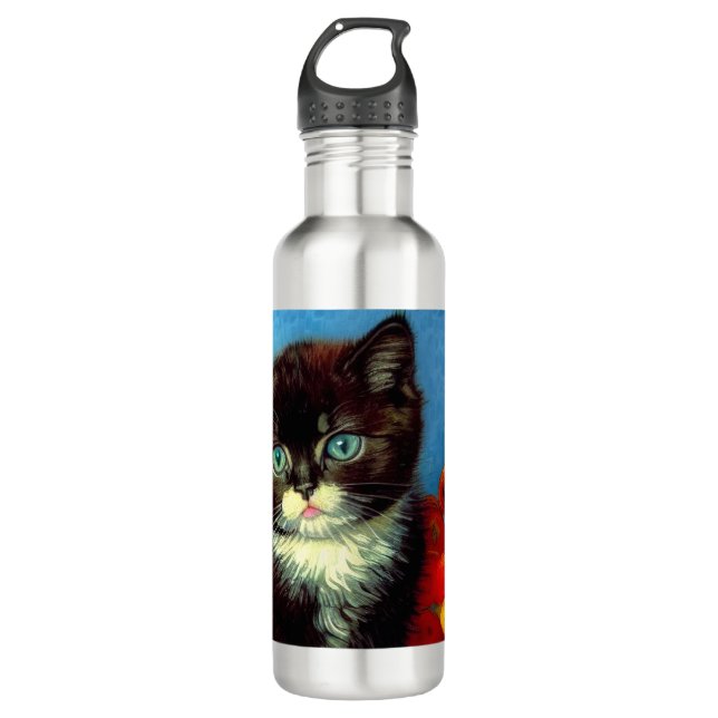 Van Gogh Tuxedo Cat Edelstahlflasche (Vorderseite)