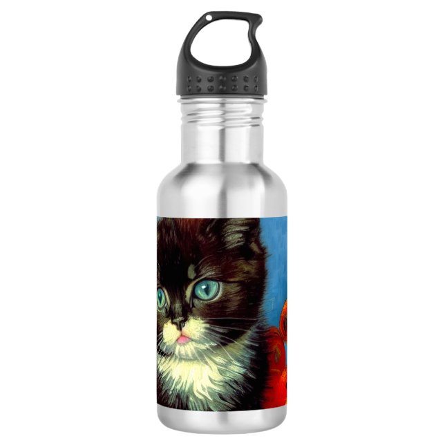 Van Gogh Tuxedo Cat Edelstahlflasche (Vorderseite)