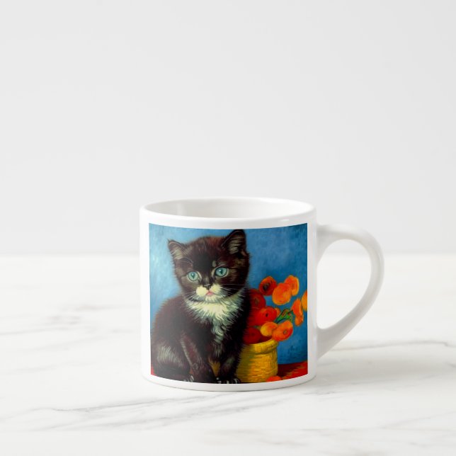 Van Gogh Tuxedo Cat Espressotasse (Rechts)