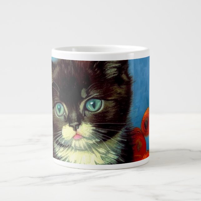 Van Gogh Tuxedo Cat Jumbo-Tasse (Vorderseite)