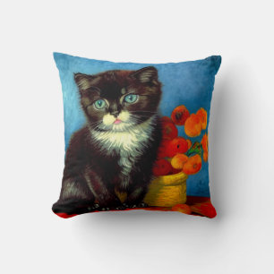 Van Gogh Tuxedo Cat Kissen