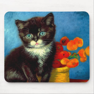 Van Gogh Tuxedo Cat Mousepad
