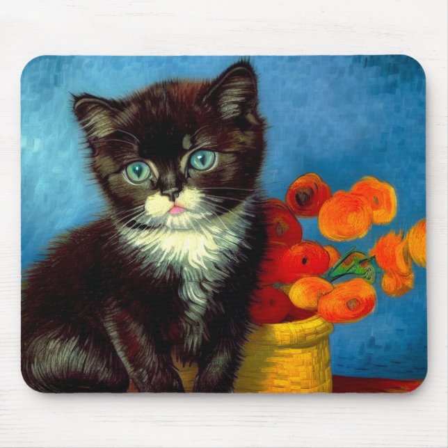 Van Gogh Tuxedo Cat Mousepad (Vorne)