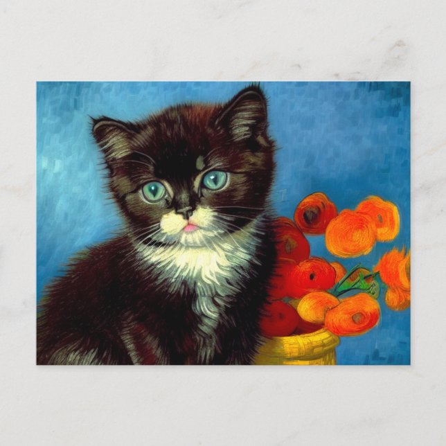 Van Gogh Tuxedo Cat Postkarte (Vorderseite)
