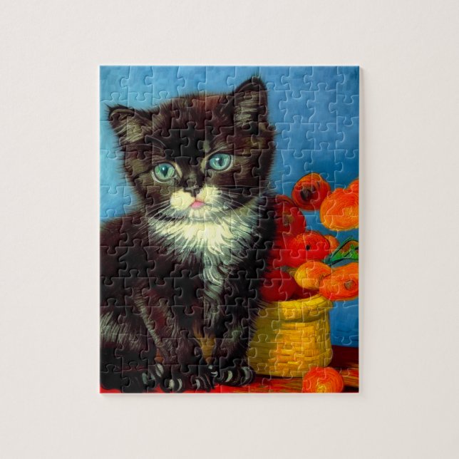 Van Gogh Tuxedo Cat Puzzle (Vertikal)