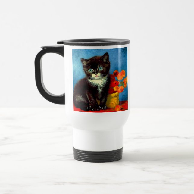 Van Gogh Tuxedo Cat Reisebecher (Links)