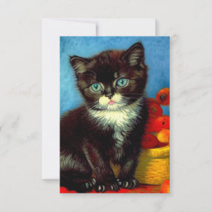 Van Gogh Tuxedo Cat RSVP Karte