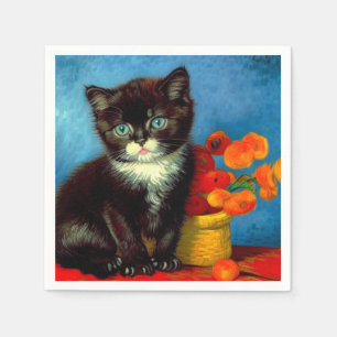 Van Gogh Tuxedo Cat Serviette