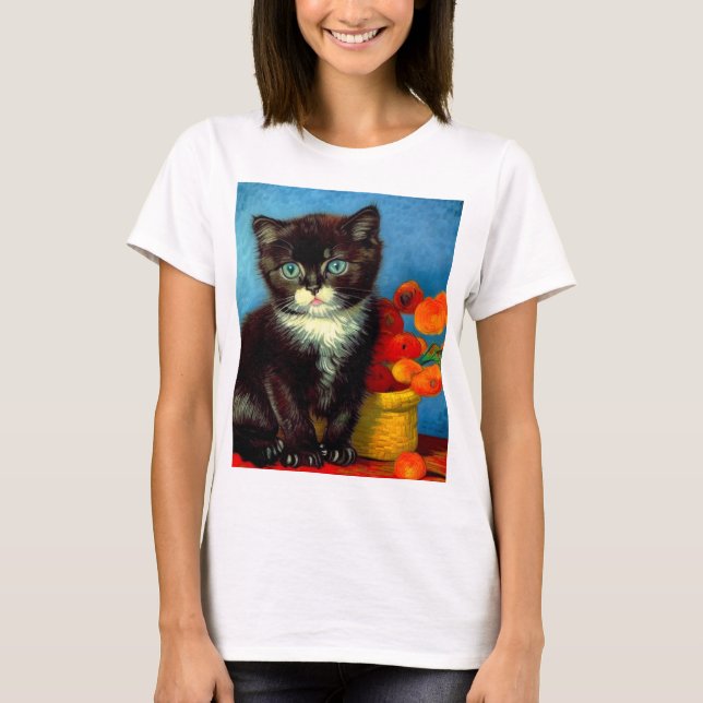 Van Gogh Tuxedo Cat T-Shirt (Vorderseite)