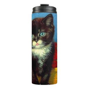 Van Gogh Tuxedo Cat Thermosbecher