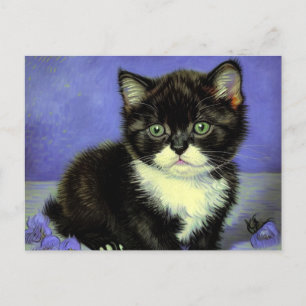 Van Gogh Tuxedo Kitten Postkarte