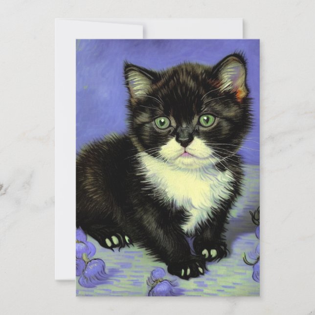 Van Gogh Tuxedo Kitten Save The Date (Vorderseite)
