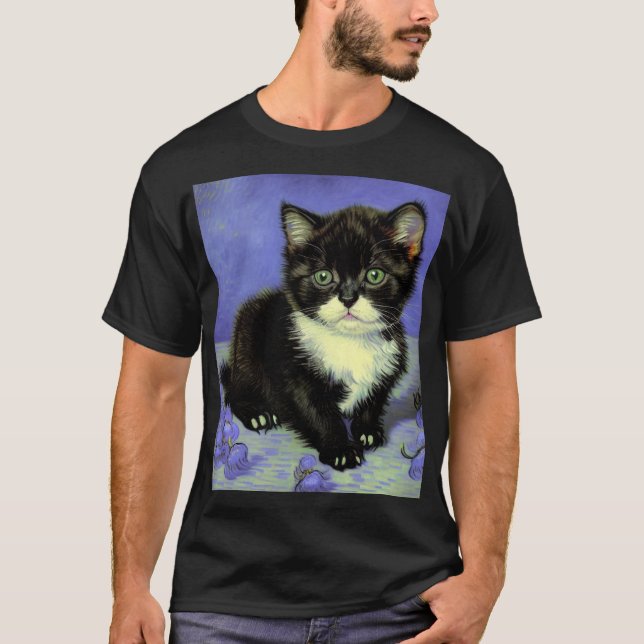 Van Gogh Tuxedo Kitten T-Shirt (Vorderseite)