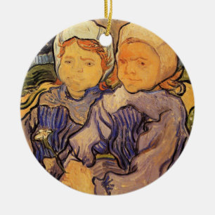 Van Gogh, Two Children, Vintager Impressionismus A Keramik Ornament