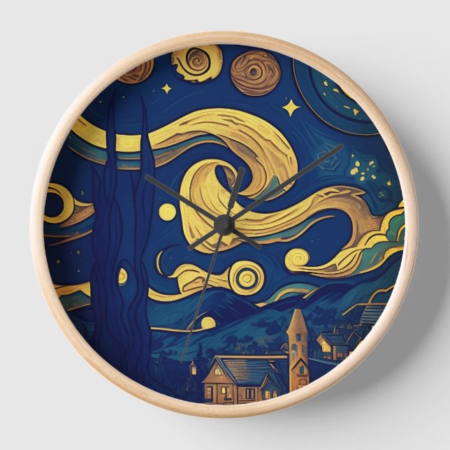 Van Gogh Uhren, AI-generierte Starry Night Uhr (Vorderseite)