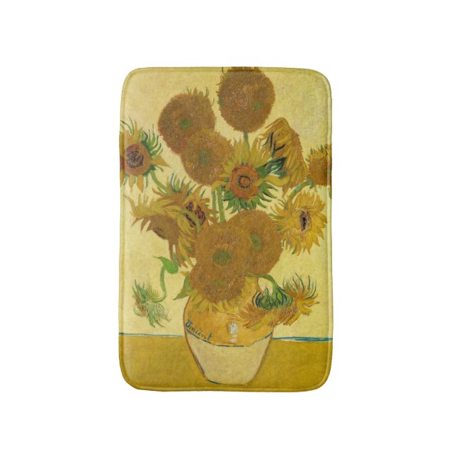 Van Gogh - Vase mit 15 Sonnenblumen Badematte (Vorderseite Vertikal)