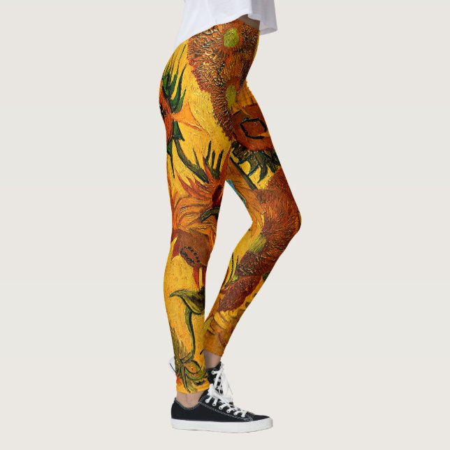 Van Gogh - Vase mit 15 Sonnenblumen Leggings (Rechts)
