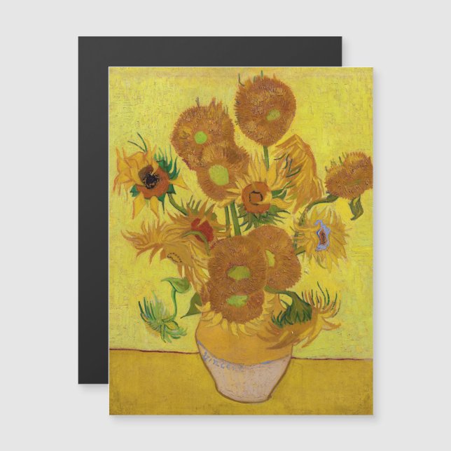 Van Gogh - Vase mit 15 Sonnenblumen Magnetkarte (Vorne/Hinten)