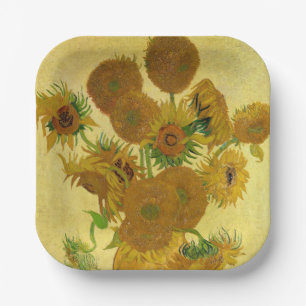 Van Gogh - Vase mit 15 Sonnenblumen Pappteller