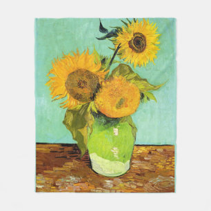 Van Gogh, Vase mit 3 Sonnenblumen Fleecedecke