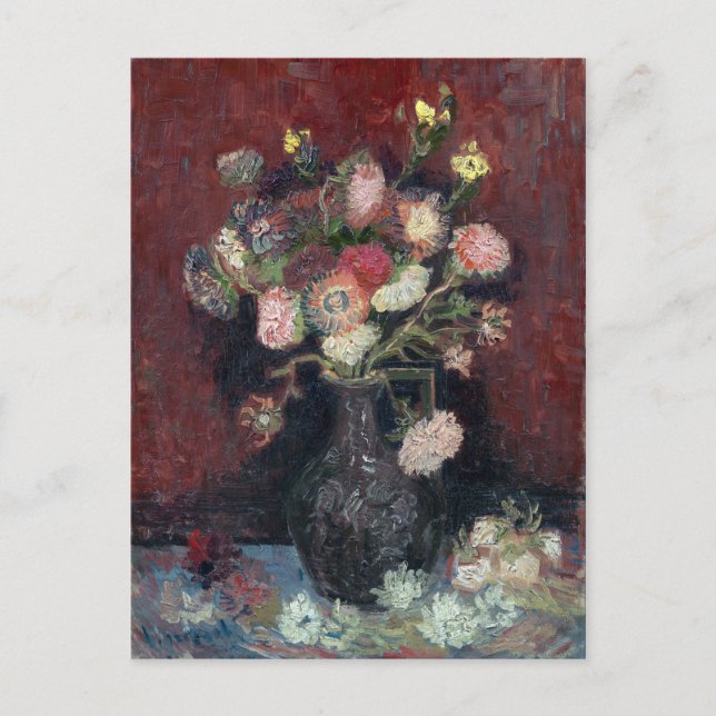 van Gogh Vase mit chinesischen Astern und Gladioli Postkarte (Vorderseite)