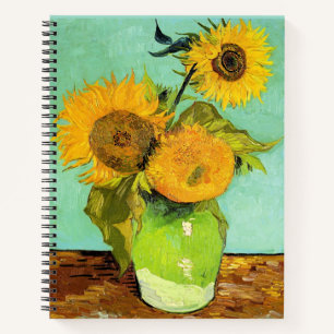 Van Gogh, Vase mit drei Sonnenblumen Notizbuch