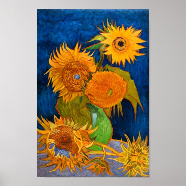 Van Gogh Vase mit fünf Sonnenblumen Poster (Vorne)