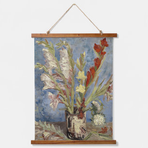 Van Gogh-Vase mit Gladiolen und Sommerastern Wandteppich Mit Holzrahmen