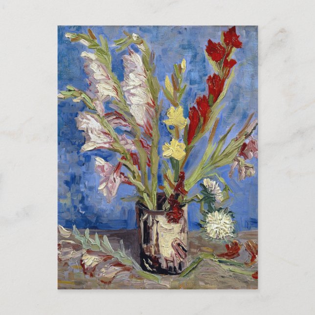 Van Gogh. Vase mit Gladioli und China Asters. Postkarte (Vorderseite)