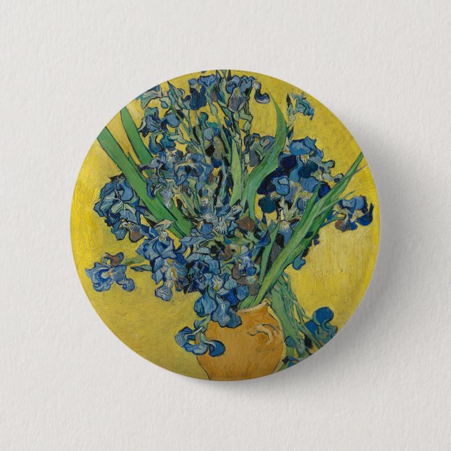 Van Gogh Vase mit Ire Classic Impressionismus Button (Vorderseite)