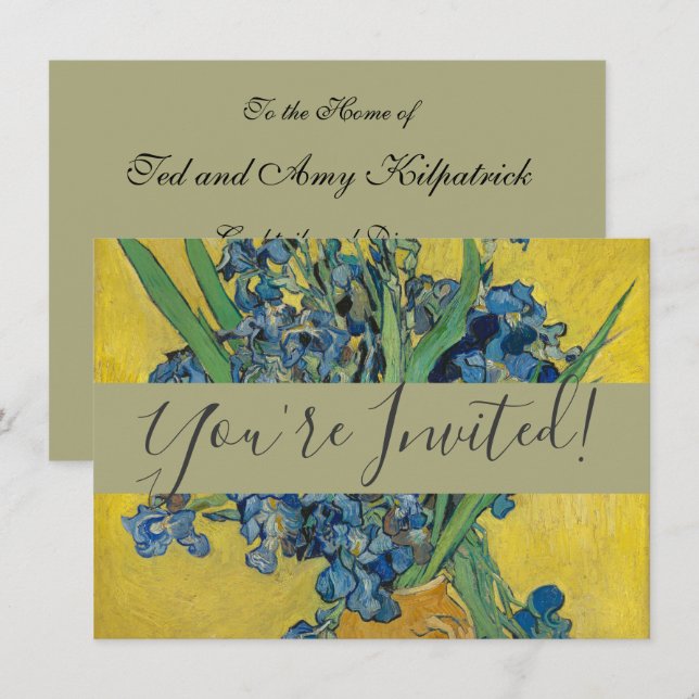 Van Gogh Vase mit Ire Classic Impressionismus Einladung (Vorne/Hinten)