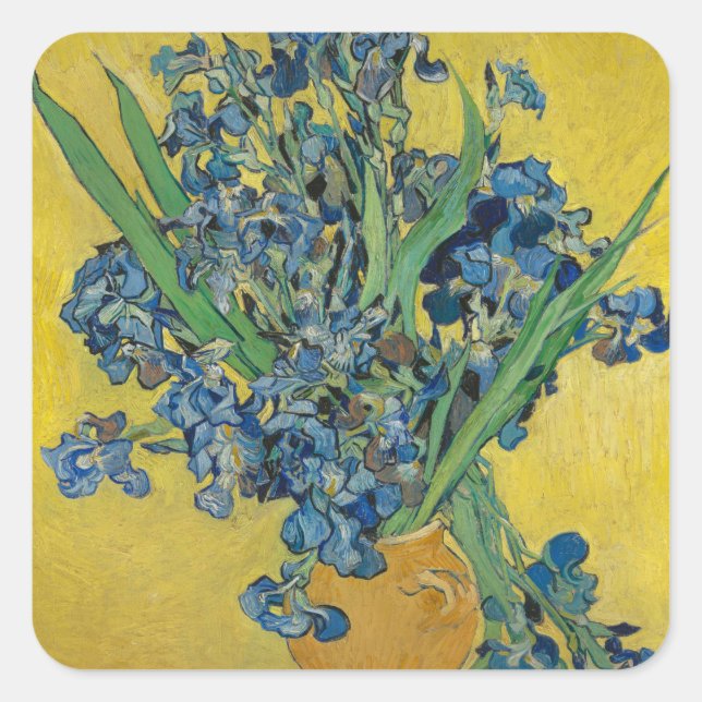 Van Gogh Vase mit Ire Classic Impressionismus Quadratischer Aufkleber (Vorderseite)