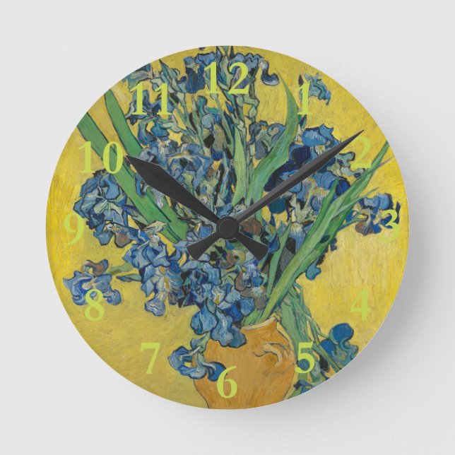 Van Gogh Vase mit Ire Classic Impressionismus Runde Wanduhr (Vorderseite)