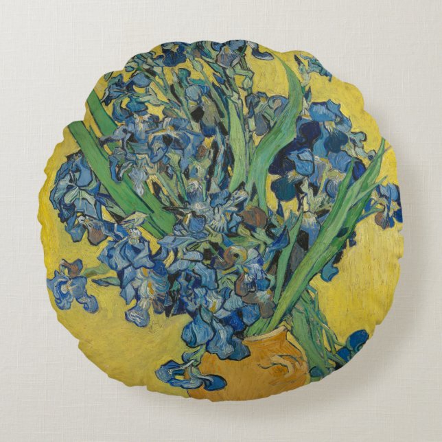 Van Gogh Vase mit Ire Classic Impressionismus Rundes Kissen (Vorderseite)