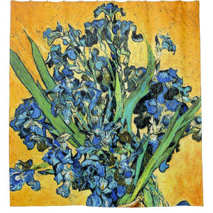 Van Gogh - Vase mit irisch-gelbem Hintergrund Duschvorhang