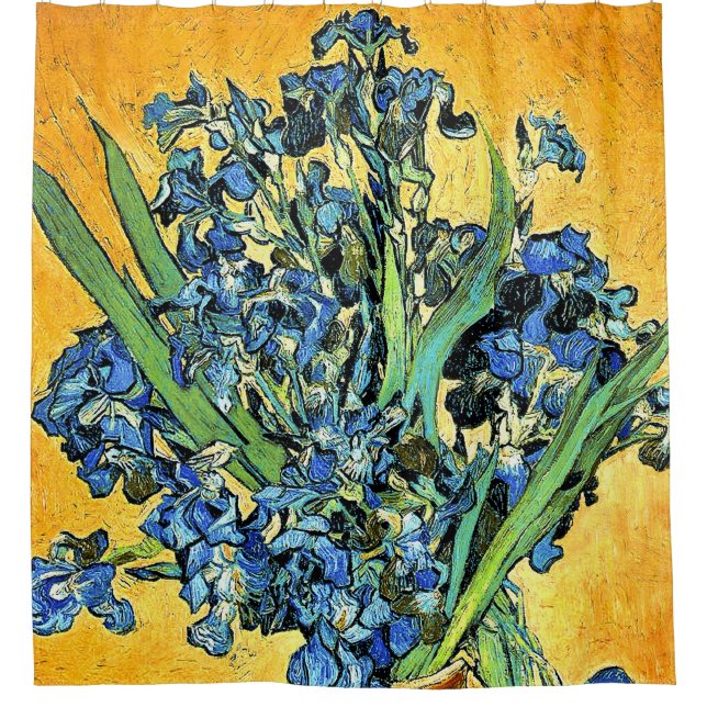 Van Gogh - Vase mit irisch-gelbem Hintergrund Duschvorhang (Vorderseite)