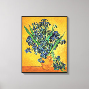 Van Gogh - Vase mit irisch-gelbem Hintergrund Leinwanddruck