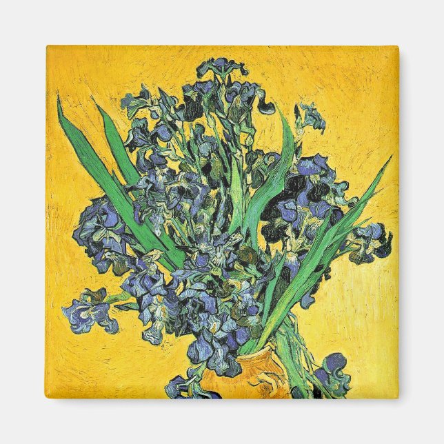 Van Gogh - Vase mit irisch-gelbem Hintergrund Magnet (Vorne)