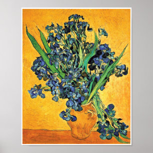 Van Gogh - Vase mit irisch-gelbem Hintergrund Poster