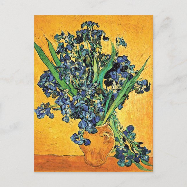 Van Gogh - Vase mit irisch-gelbem Hintergrund Postkarte (Vorderseite)